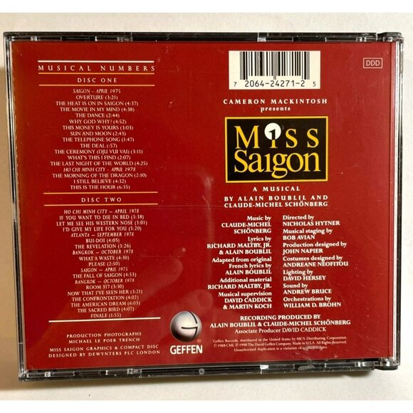 CD Miss Saigon Original London Cast Record Geffen 2 Paperwork Lea Salonga - Picture 2 of 12